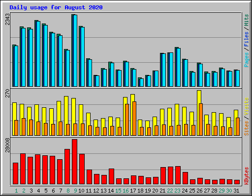 Daily usage for August 2020
