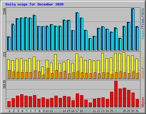 Daily usage for December 2020