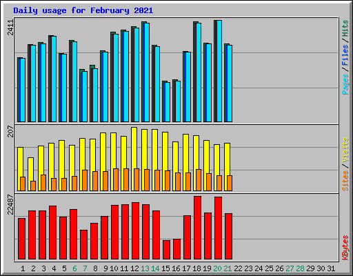 Daily usage for February 2021
