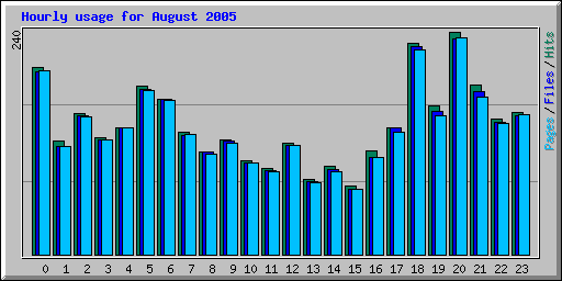 Hourly usage for August 2005